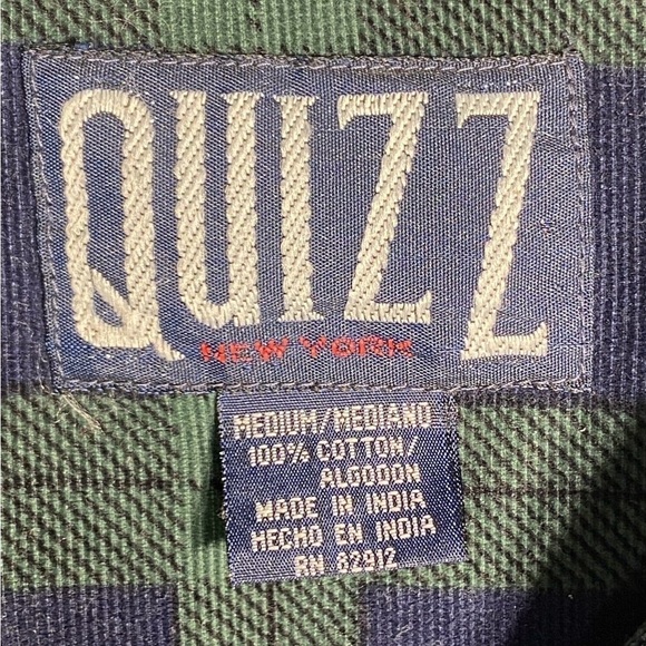 Vintage Quizz Blue Green Plaid Flannel Zip Shirt Jacket Women Medium 90s - Picture 5 of 5